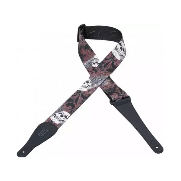 LEVY'S MPD2-045 Design Series "Skulls with Wings" Tracolla per Chitarra con Motivo Stampato