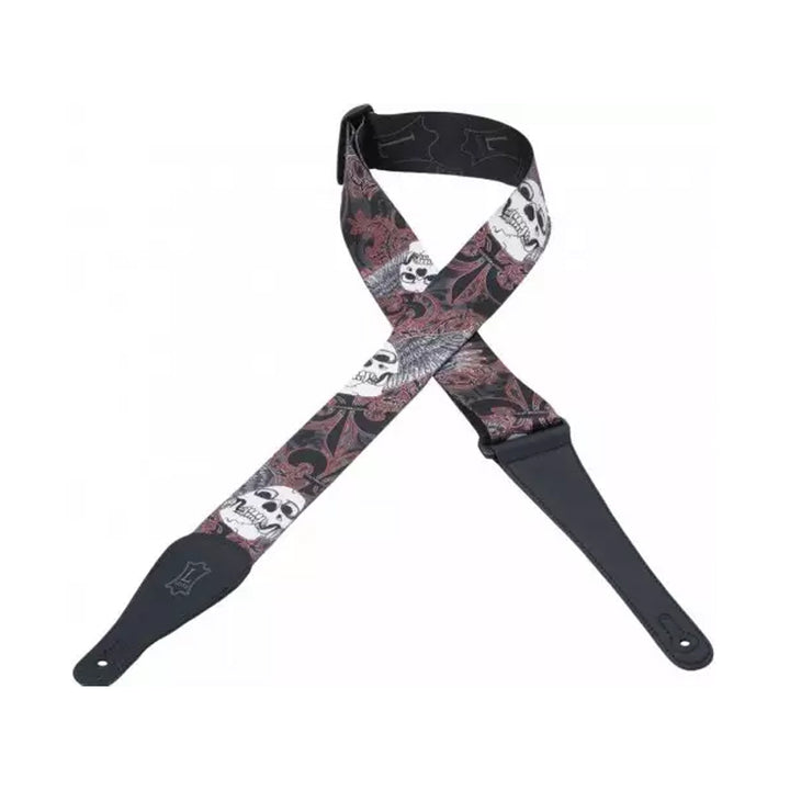 LEVY'S MPD2-045 Design Series "Skulls with Wings" Tracolla per Chitarra con Motivo Stampato