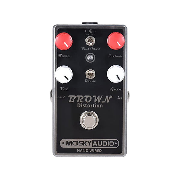 MOSKY AUDIO Brown Distortion Hand-Wired Effect Pedal with Dual Toggle and Boost Option Usato