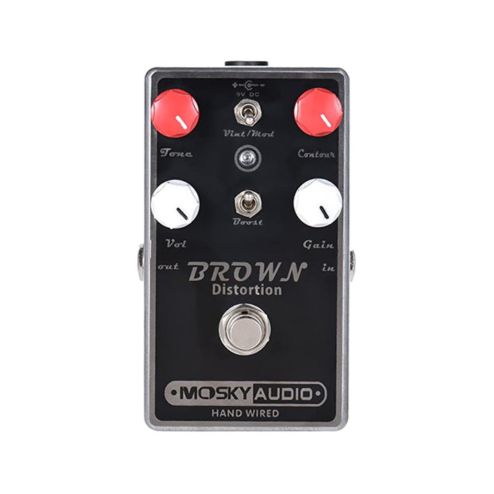 MOSKY AUDIO Brown Distortion Hand-Wired Effect Pedal with Dual Toggle and Boost Option Usato