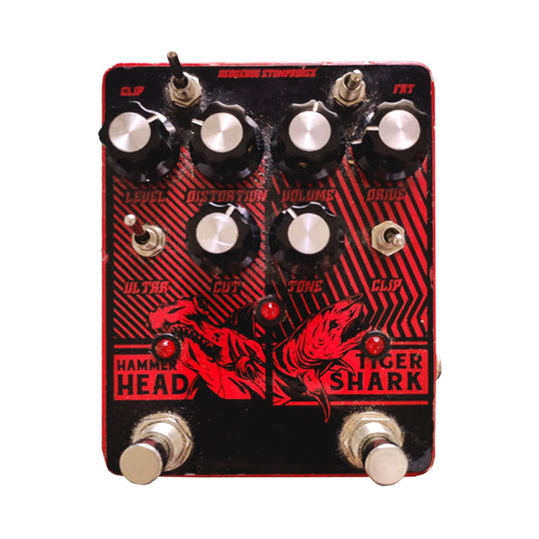HEDGEHOG STOMPBOXES Tiger Shark + HammerHead Handmade Custom Boutique Guitar Pedal Doppio Pedale per Chitarra con Effetto Overdrive / Distorsione / Boost [Usato]