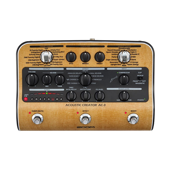 ZOOM AC-3 Acoustic Creator Pedaliera DI-Box Multieffetto per Chitarra Acustica con Booster ed EQ a 3-Bande