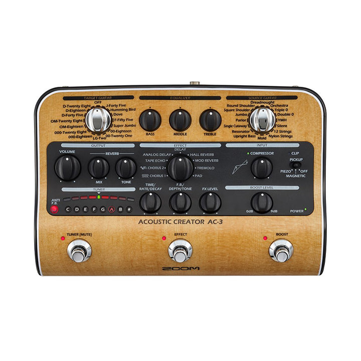 ZOOM AC-3 Acoustic Creator Pedaliera DI-Box Multieffetto per Chitarra Acustica con Booster ed EQ a 3-Bande