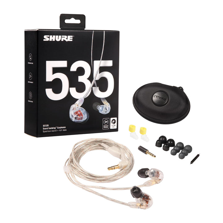 SHURE SE535 CL Auricolari ad Isolamento Acustico Trasparenti c/ Accessori Usato