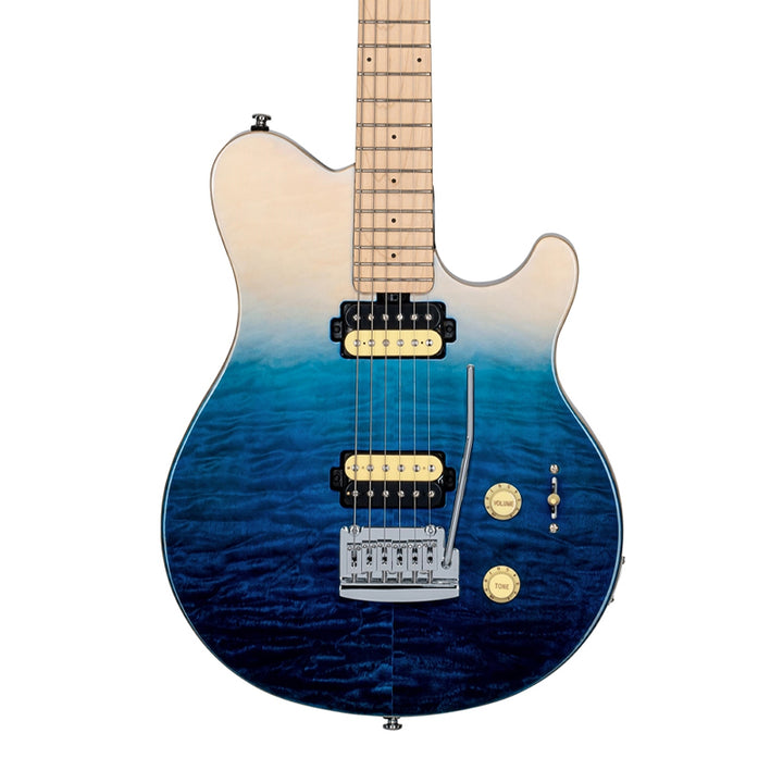 STERLING by Music Man Axis AX3QM Quilted Maple Spectrum Blue Electric Guitar Usato