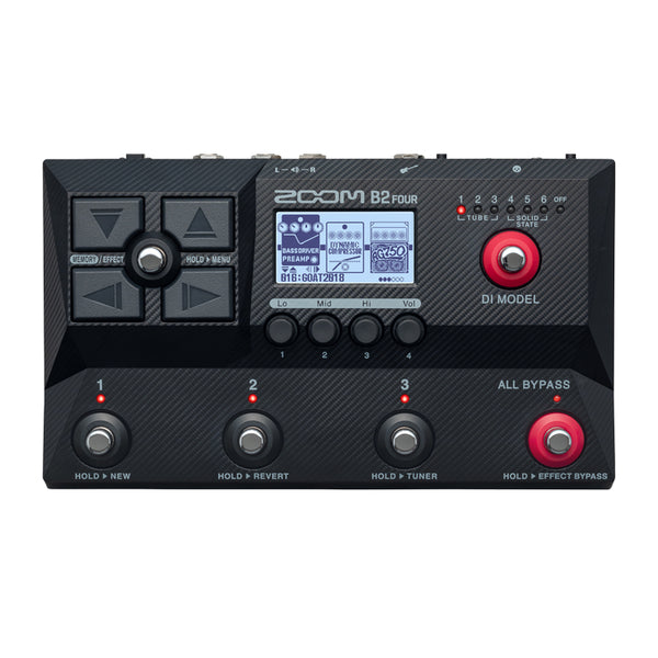 ZOOM B2 Four Pedaliera Emulatore di Amplificatori ed Effetti per Basso con Interfaccia Audio USB