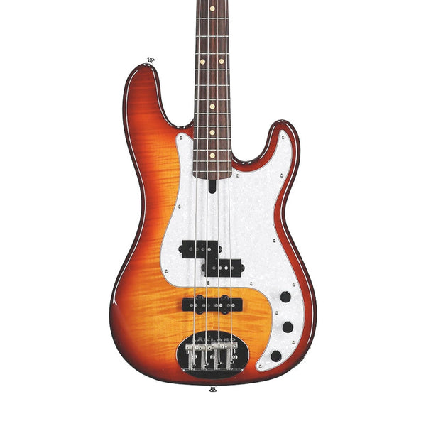 LAKLAND Skyline 44-64 Deluxe Flamed Maple Top Honey Burst Gloss Maple Fingerboard 4-String Electric Bass