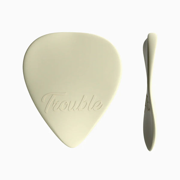 PLICK THE PICK Trouble Celluloide Bianco Perla Plettro a Goccia per Chitarra Elettrica 1,2 mm