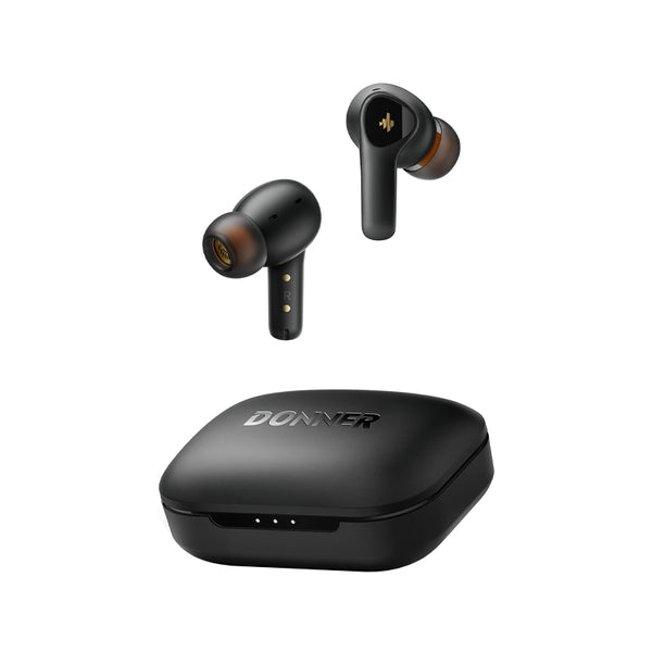 DONNER Dobuds ONE Black Cuffie Auricolari Wireless Impermeabili con Noise Cancelling, 4 Mic per Chiamate, 32h di Svago, EQ, Bluetooth 5.2