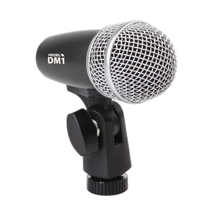 PROEL DM1 Black/Silver Microfono Dinamico Professionale per Percussioni c/ Supporto Mic Usato