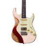 AGOSTIN CUSTOM GUITARS Classic S Relic HSS Aged Olympic White Over Candy Apple Red 2024 Electric Guitar Usato