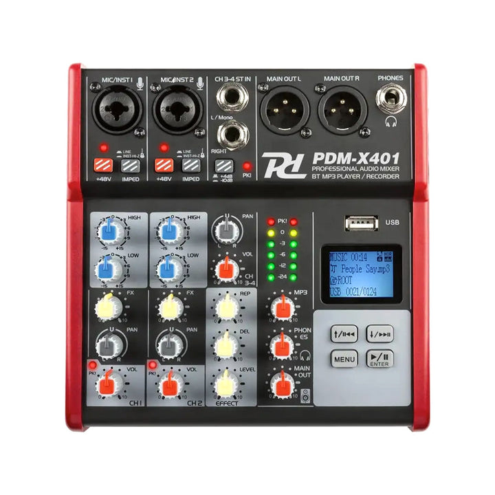 POWER DYNAMICS PDM-X401 Professional Audio Mixer Player / Recorder 4-Channel BT MP3 USB Usato