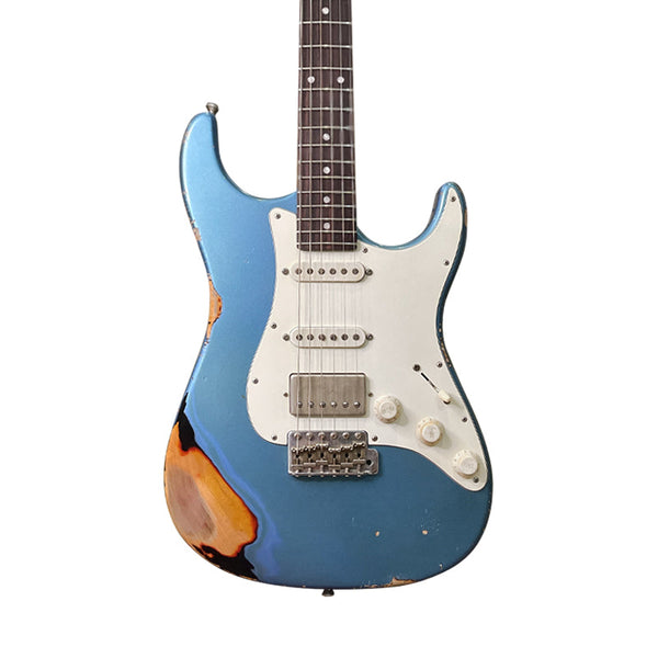 AGOSTIN CUSTOM GUITARS Classic S Relic Faded Lake Placid Blue Over Sunburst 2023 Electric Guitar Usato