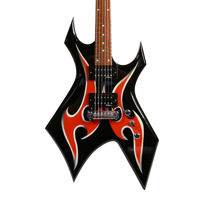 BC RICH Warlock Bronze Series Electric Tribal Red/Silver 6-String Electric Guitar Stranger Things Style Usato